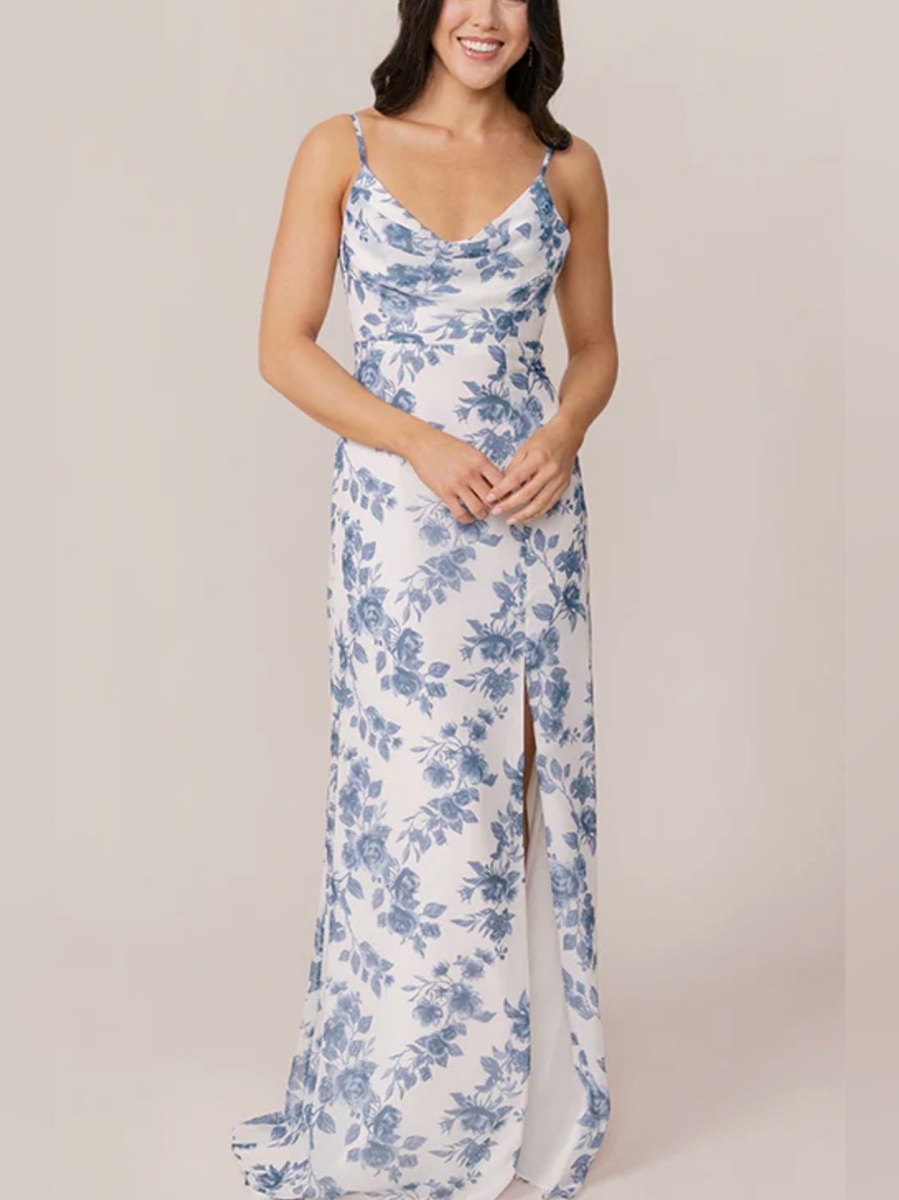 Revelry Blue Floral Evening Gown